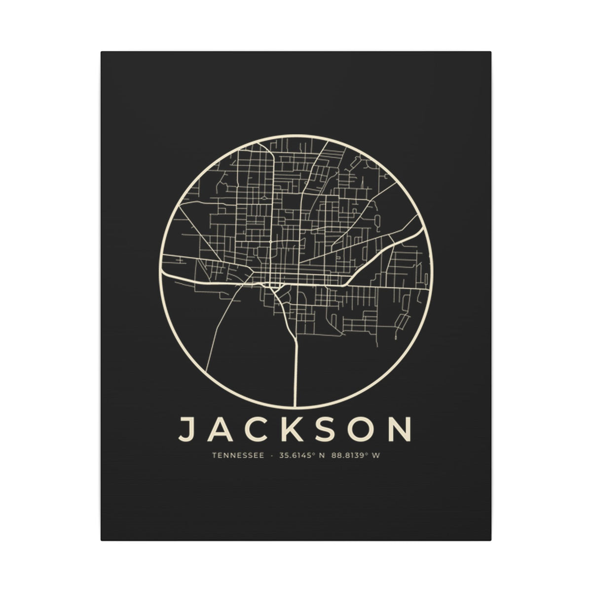 Jackson Street Map Canvas Print (Black)