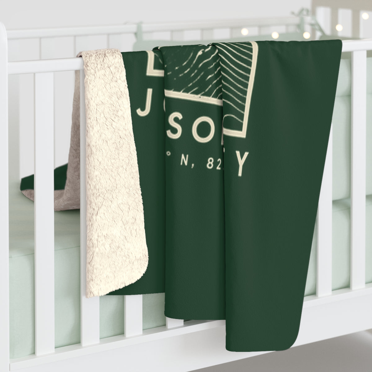 Johnson City Topo Map Sherpa Blanket (Forest Green)