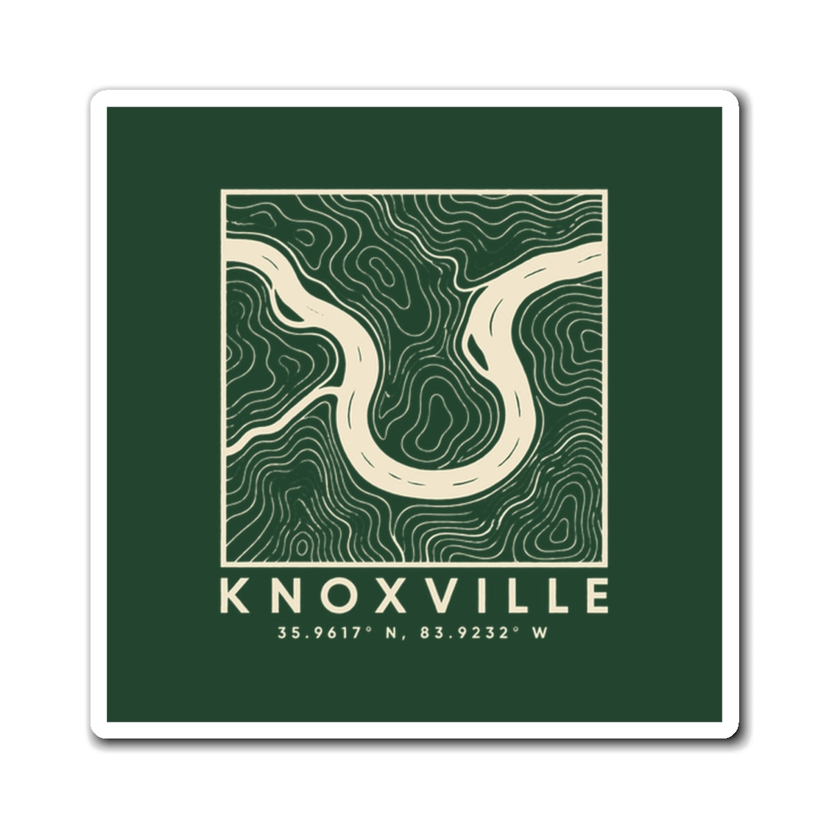 Knoxville Topo Map Magnet (Forest Green)