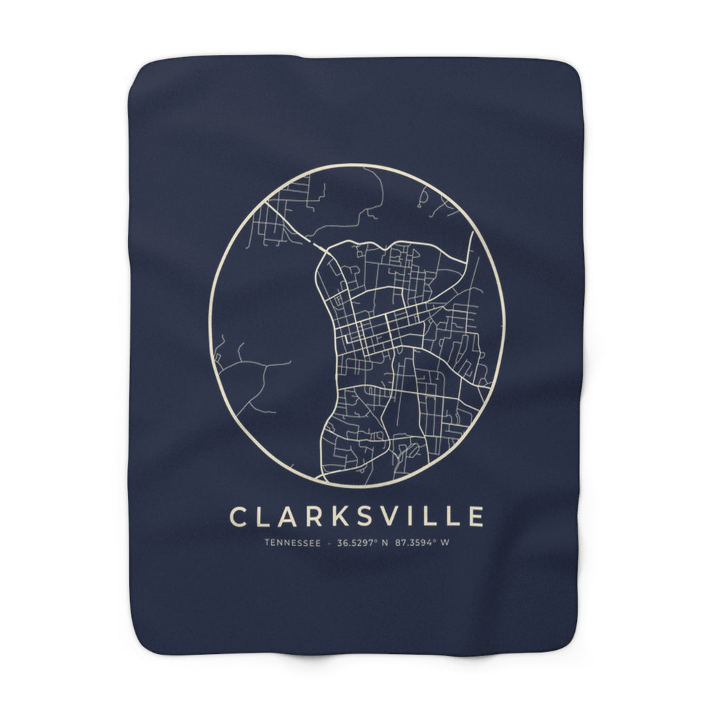 Clarksville Street Map Sherpa Blanket (Navy)