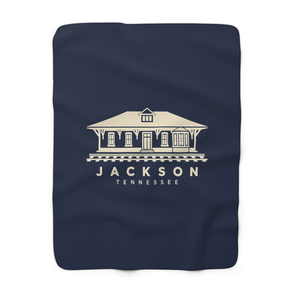 Jackson Train Depot Sherpa Blanket (Navy)