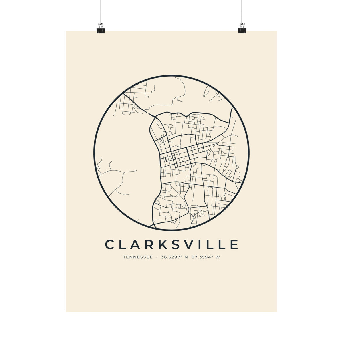 Clarksville Street Map Poster
