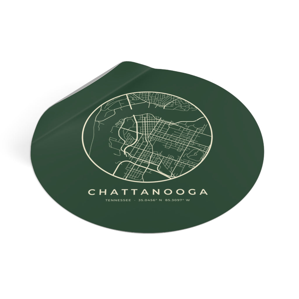 Chattanooga Street Map Sticker (Forest Green)