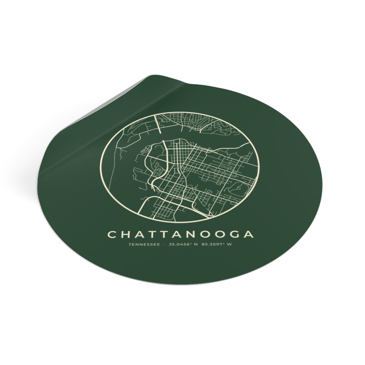 Chattanooga Street Map Sticker (Forest Green)