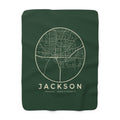 Jackson Street Map Sherpa Blanket (Forest Green)