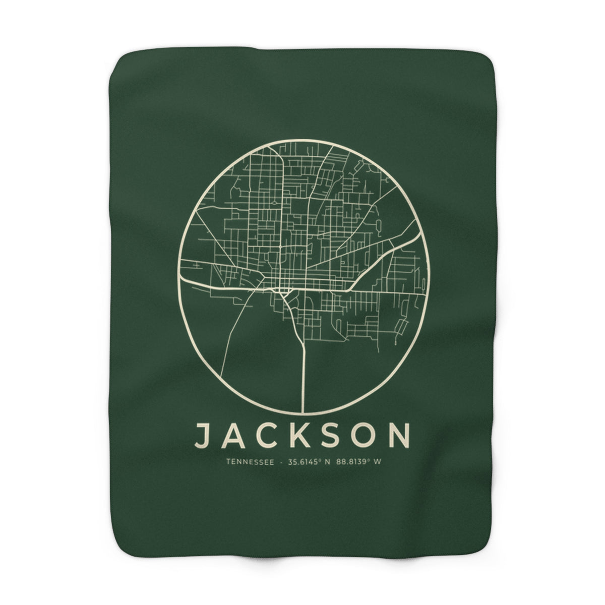 Jackson Street Map Sherpa Blanket (Forest Green)