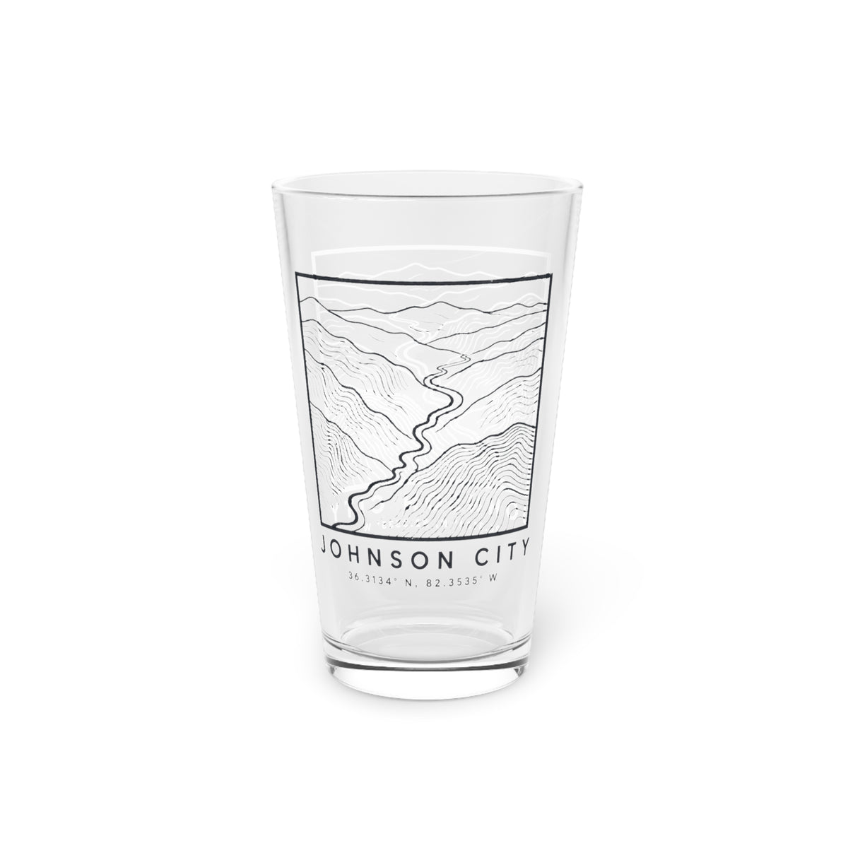 Johnson City Topo Map Pint Glass