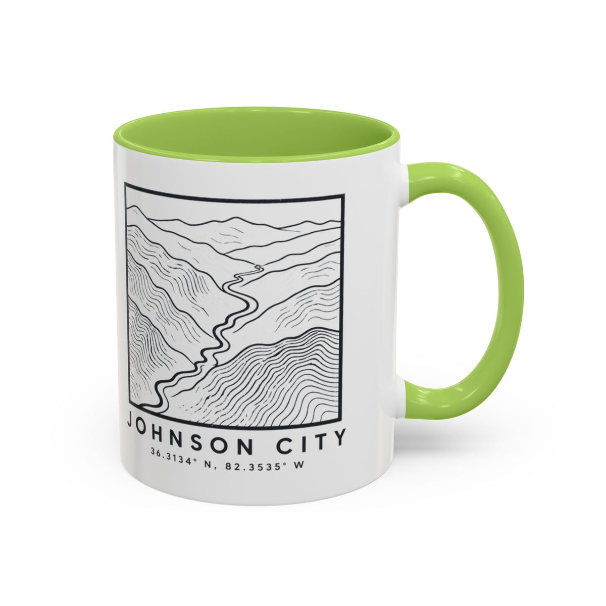 Johnson City Topo Map Accent Mug