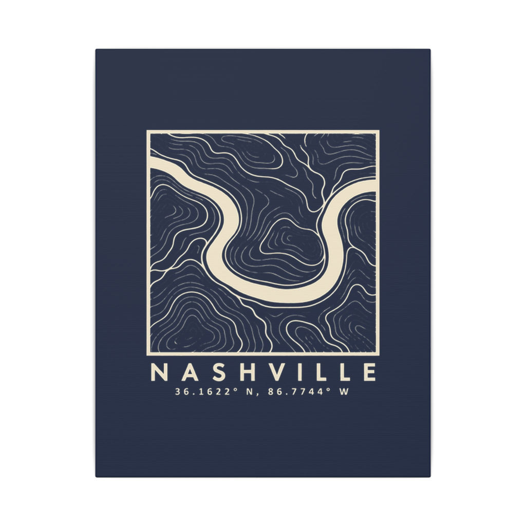 Nashville Topo Map Canvas Print (Navy)