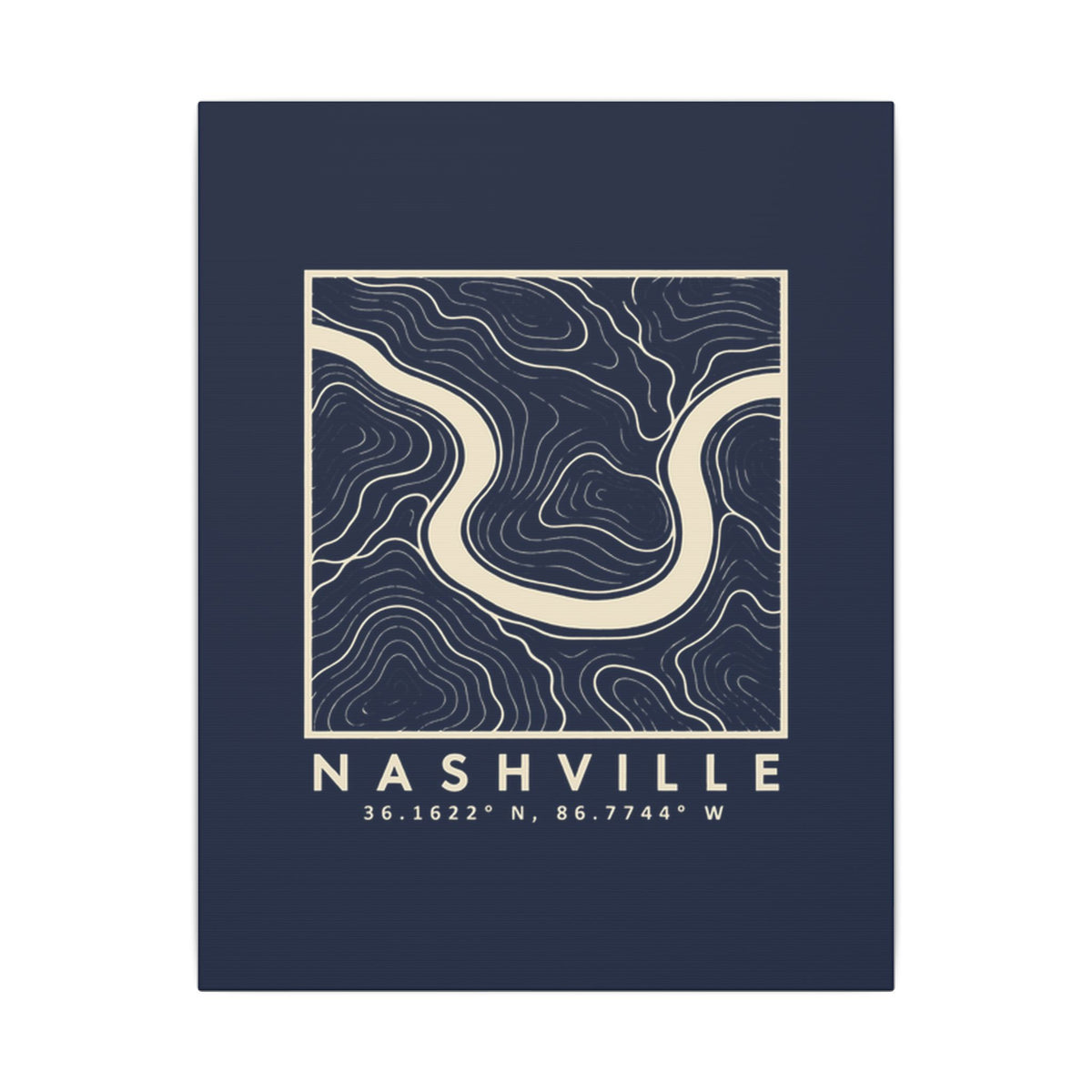 Nashville Topo Map Canvas Print (Navy)