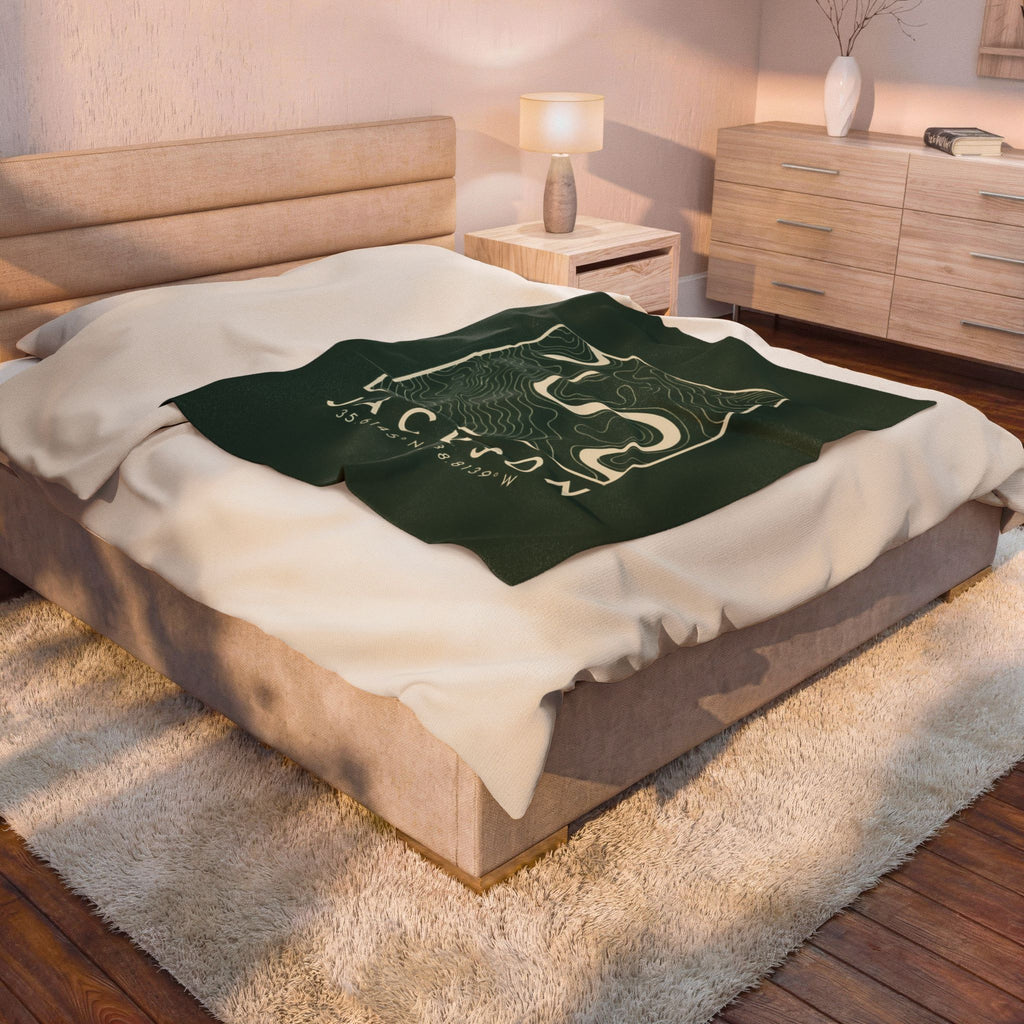 Jackson Topo Map Blanket (Forest Green)