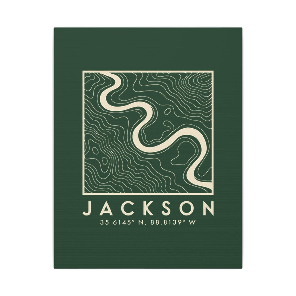 Jackson Topo Map Canvas Print (Forest Green)
