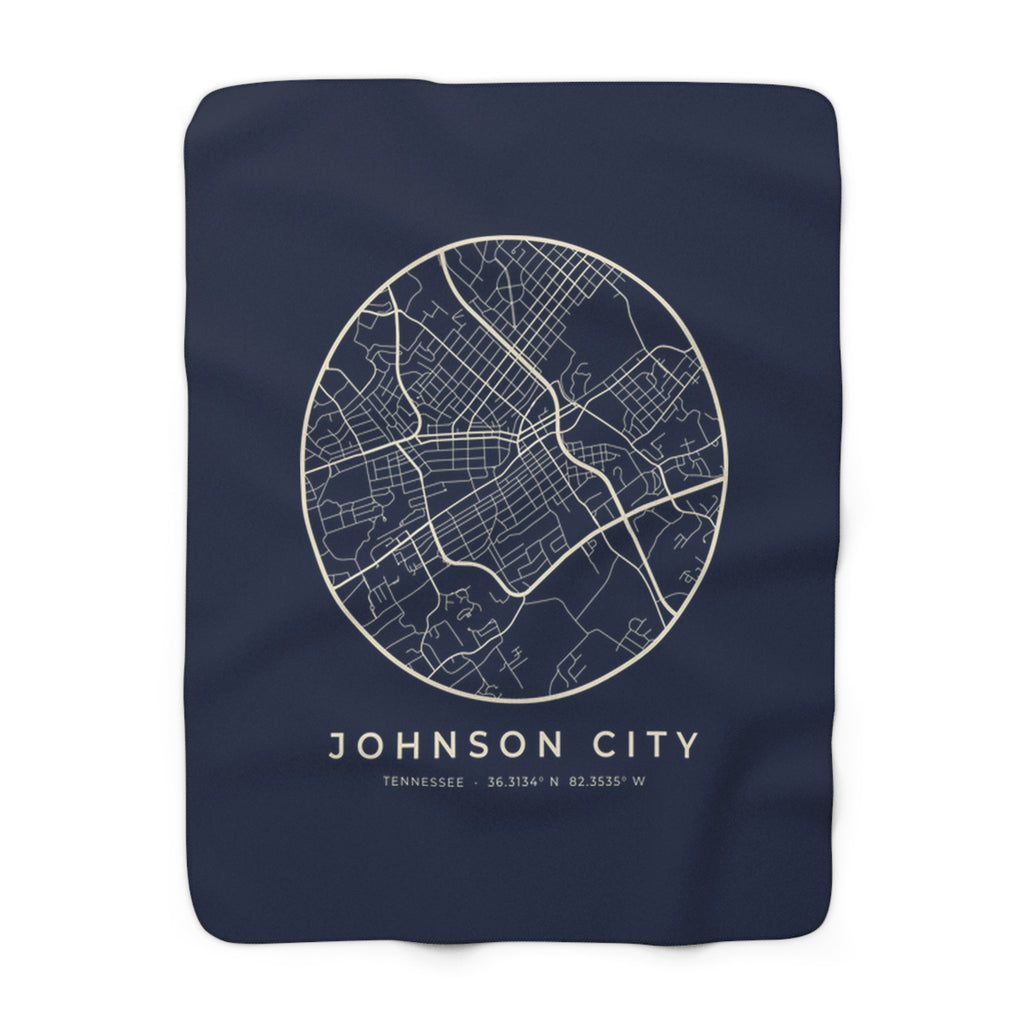 Johnson City Street Map Sherpa Blanket (Navy)