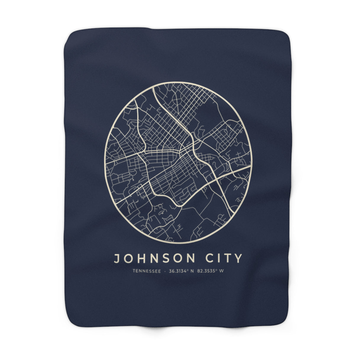 Johnson City Street Map Sherpa Blanket (Navy)