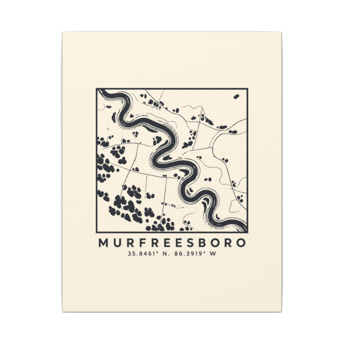 Murfreesboro Topo Map Canvas Print