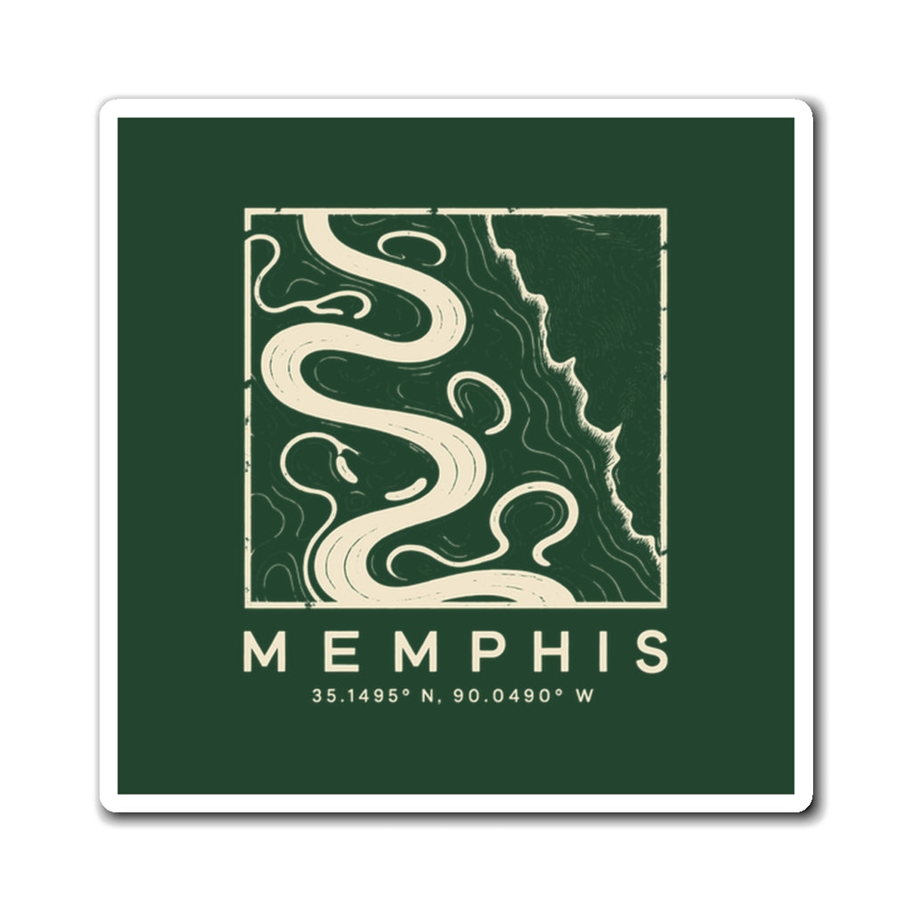 Memphis Topo Map Magnet (Forest Green)
