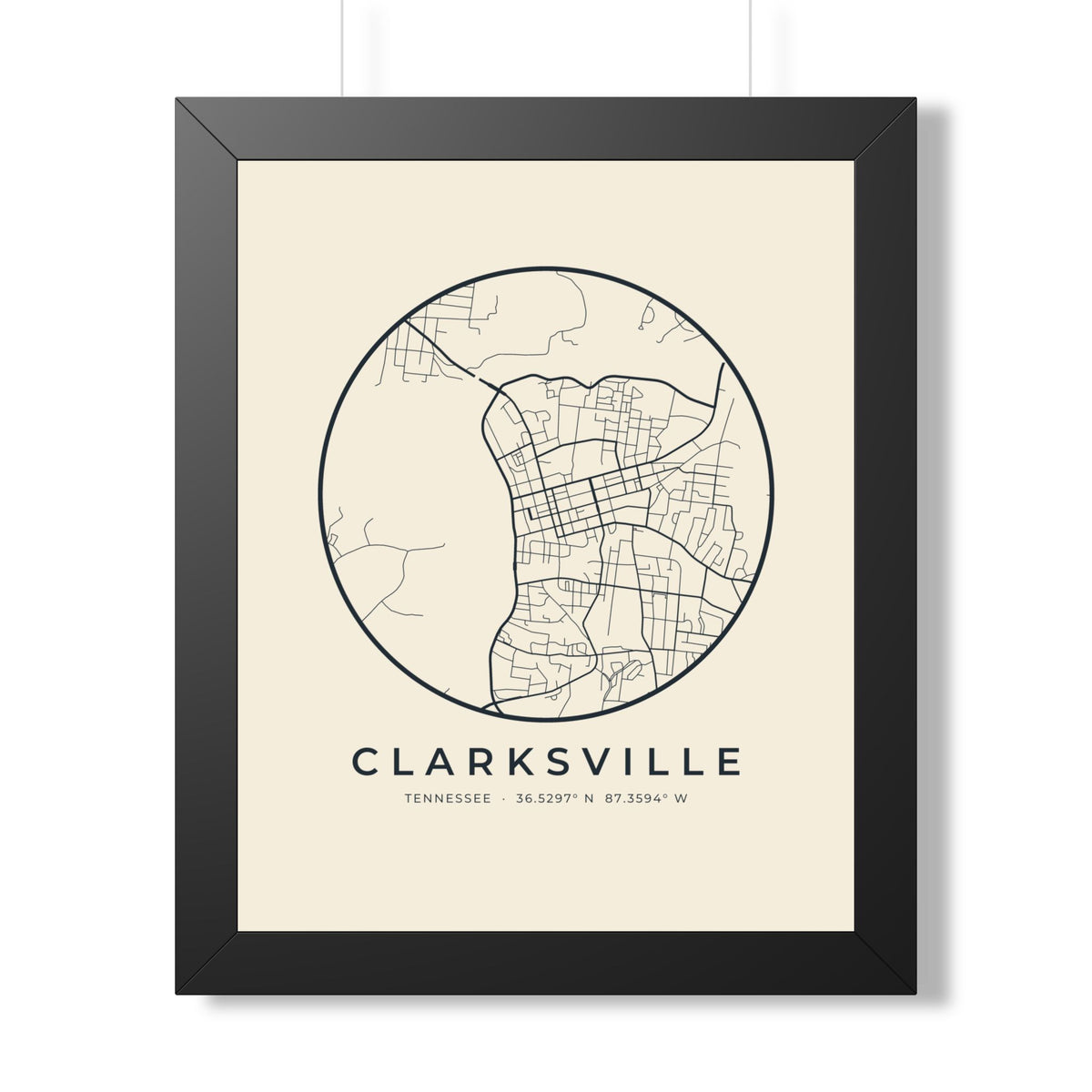 Clarksville Street Map Framed Print