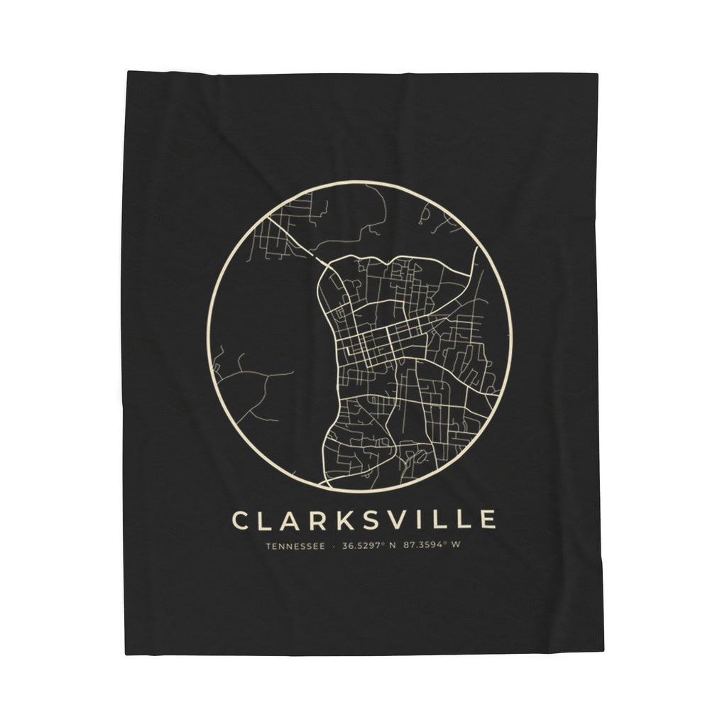 Clarksville Street Map Blanket (Black)