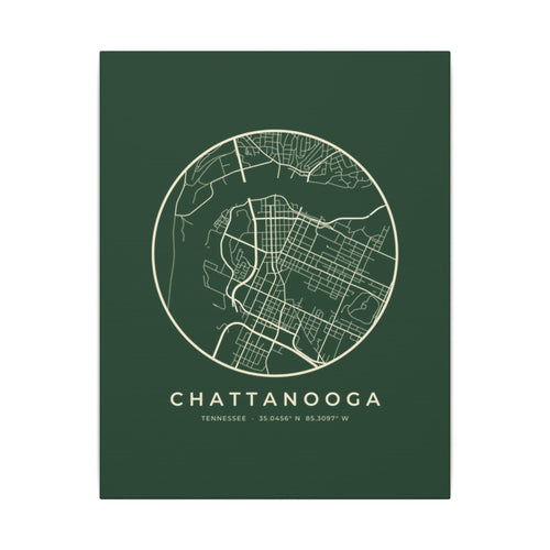 Chattanooga Street Map Canvas Print (Forest Green)