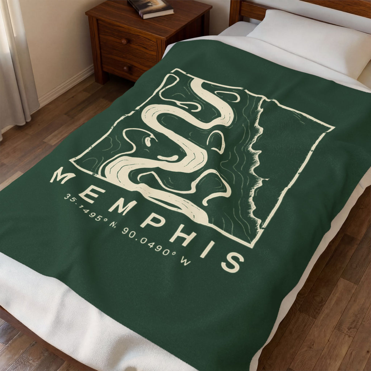 Memphis Topo Map Blanket (Forest Green)
