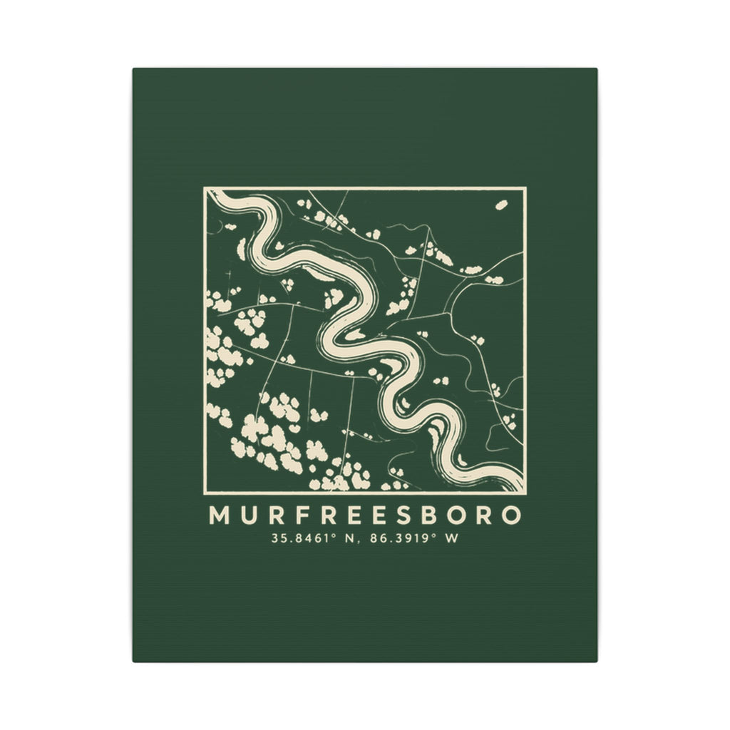 Murfreesboro Topo Map Canvas Print (Forest Green)