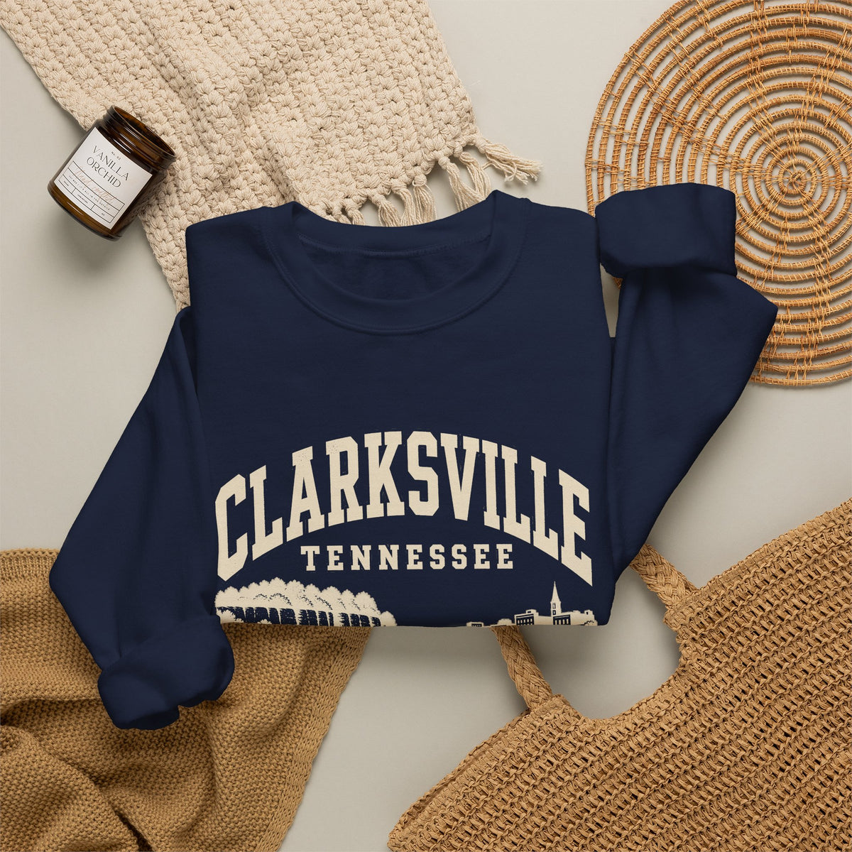 Clarksville Vintage Varsity Crewneck Sweatshirt