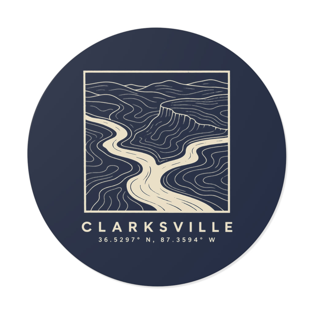 Clarksville Topo Map Sticker (Navy)