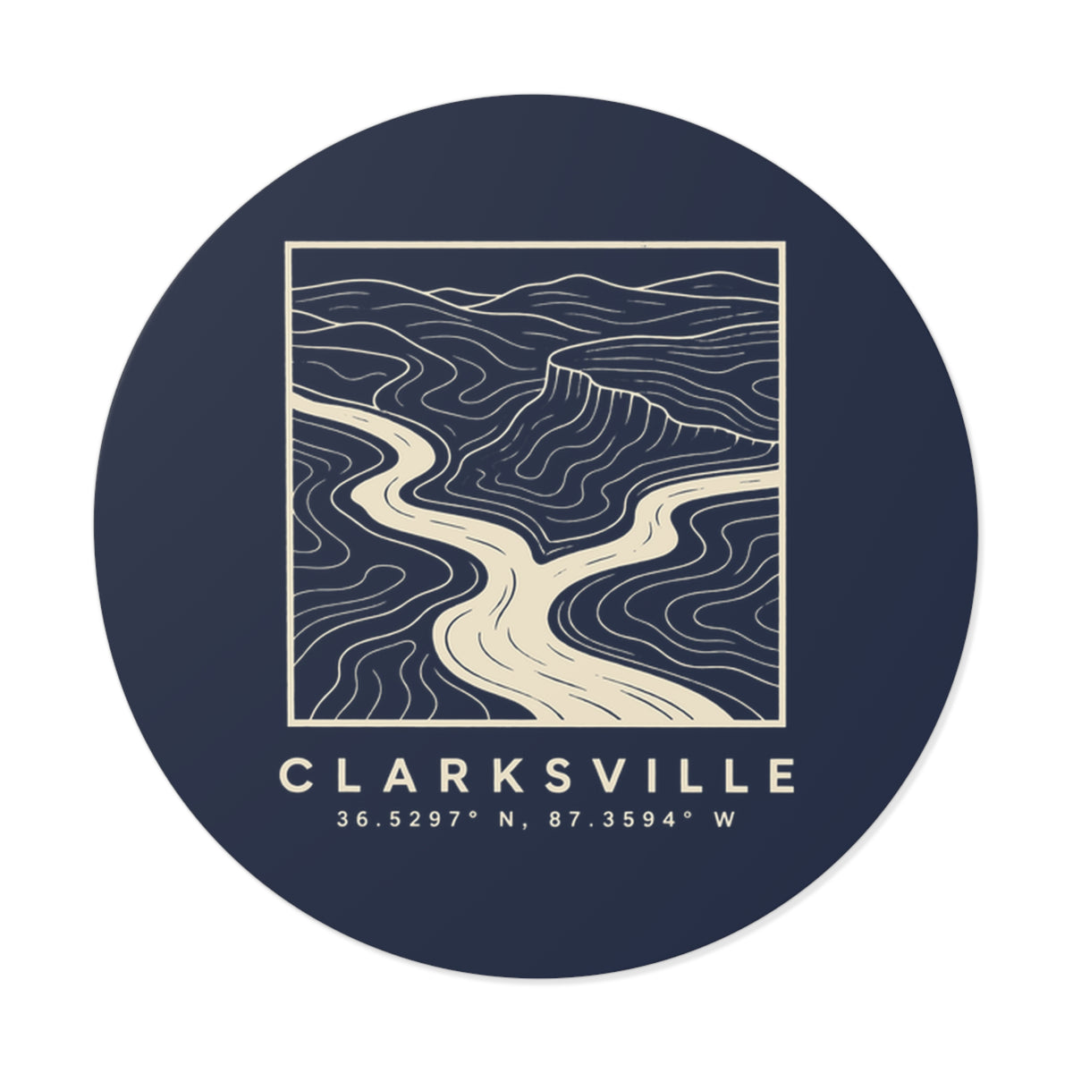 Clarksville Topo Map Sticker (Navy)