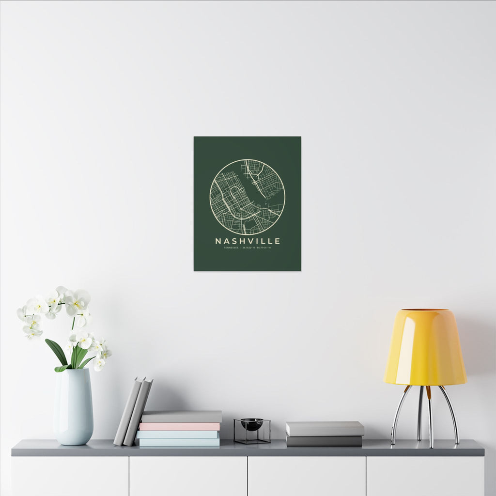 Nashville Street Map Canvas Print (Forest Green)