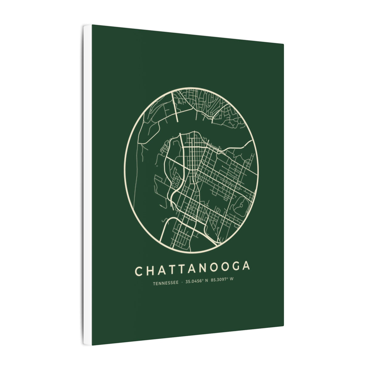 Chattanooga Street Map Canvas Print (Forest Green)