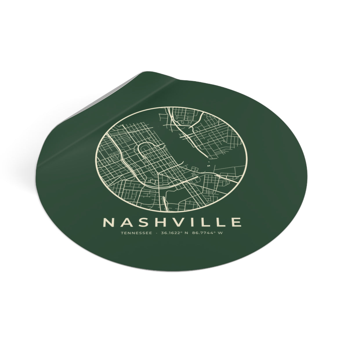 Nashville Street Map Sticker (Forest Green)
