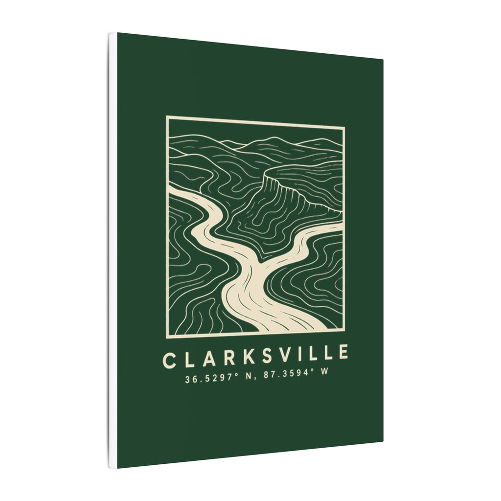 Clarksville Topo Map Canvas Print (Forest Green)