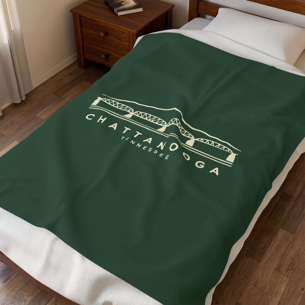 Chattanooga Walnut Street Bridge Blanket (Forest Green)