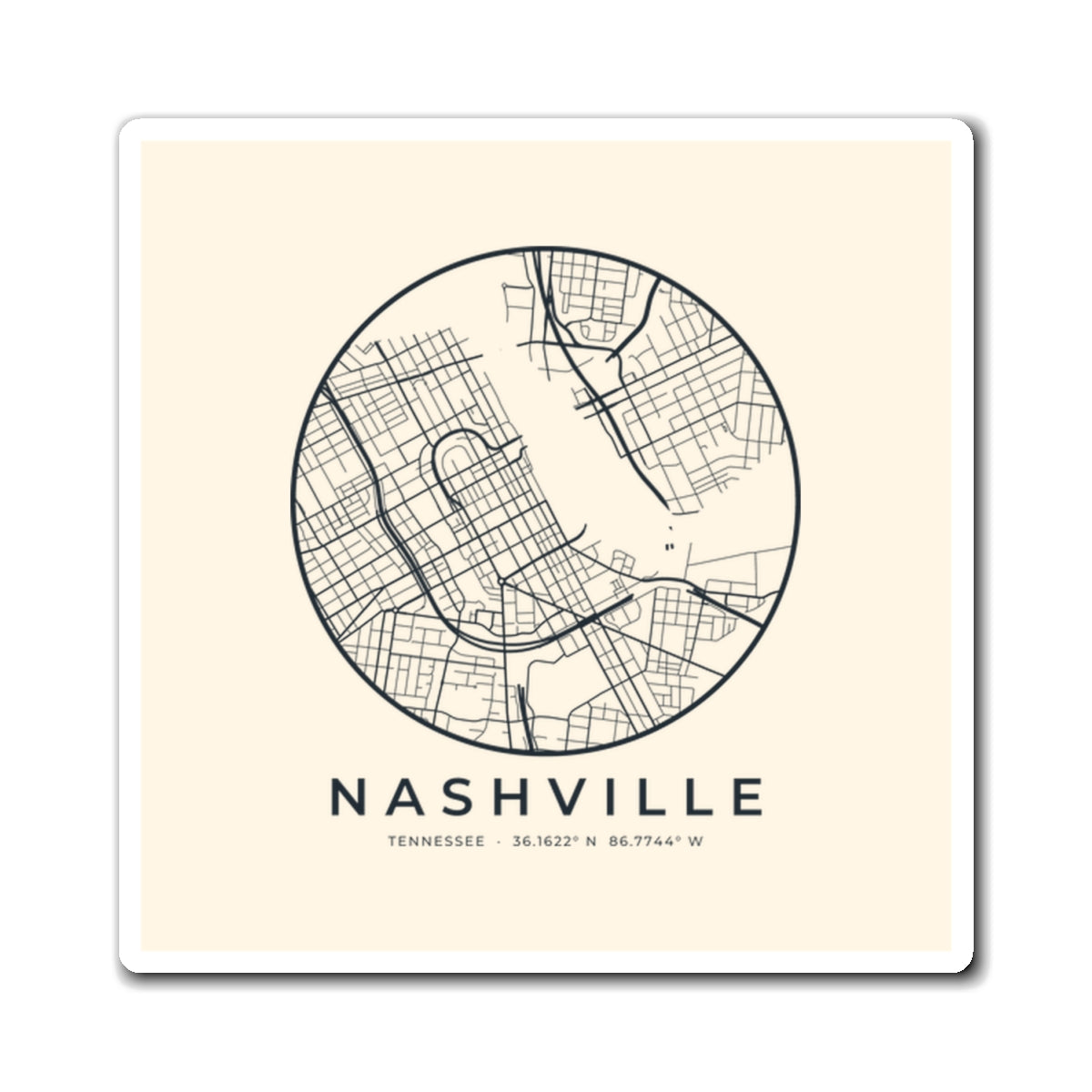 Nashville Street Map Magnet