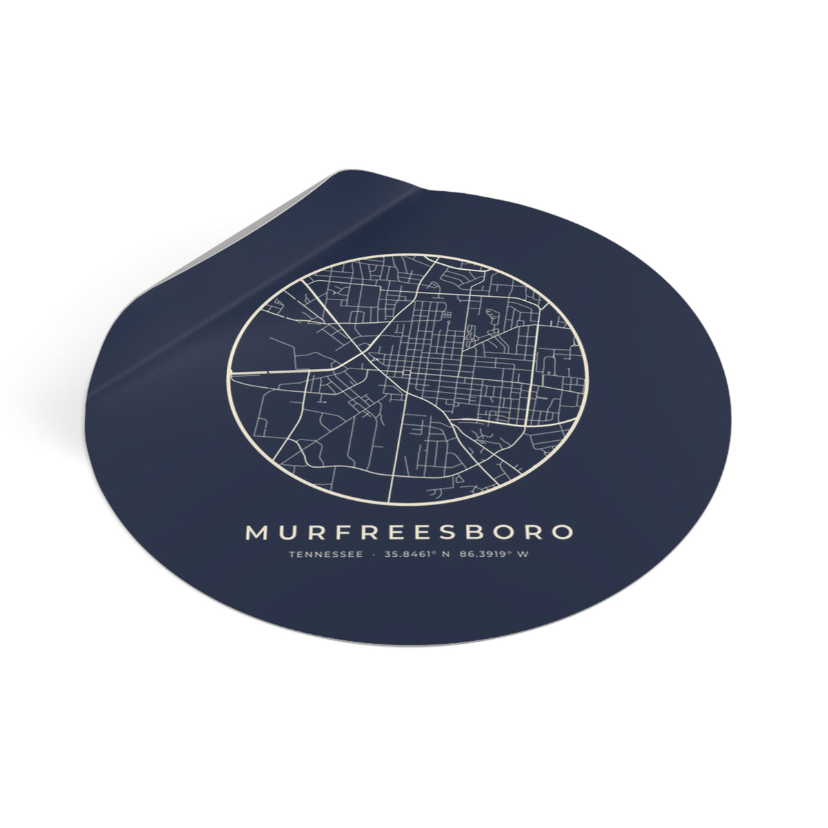 Murfreesboro Street Map Sticker (Navy)