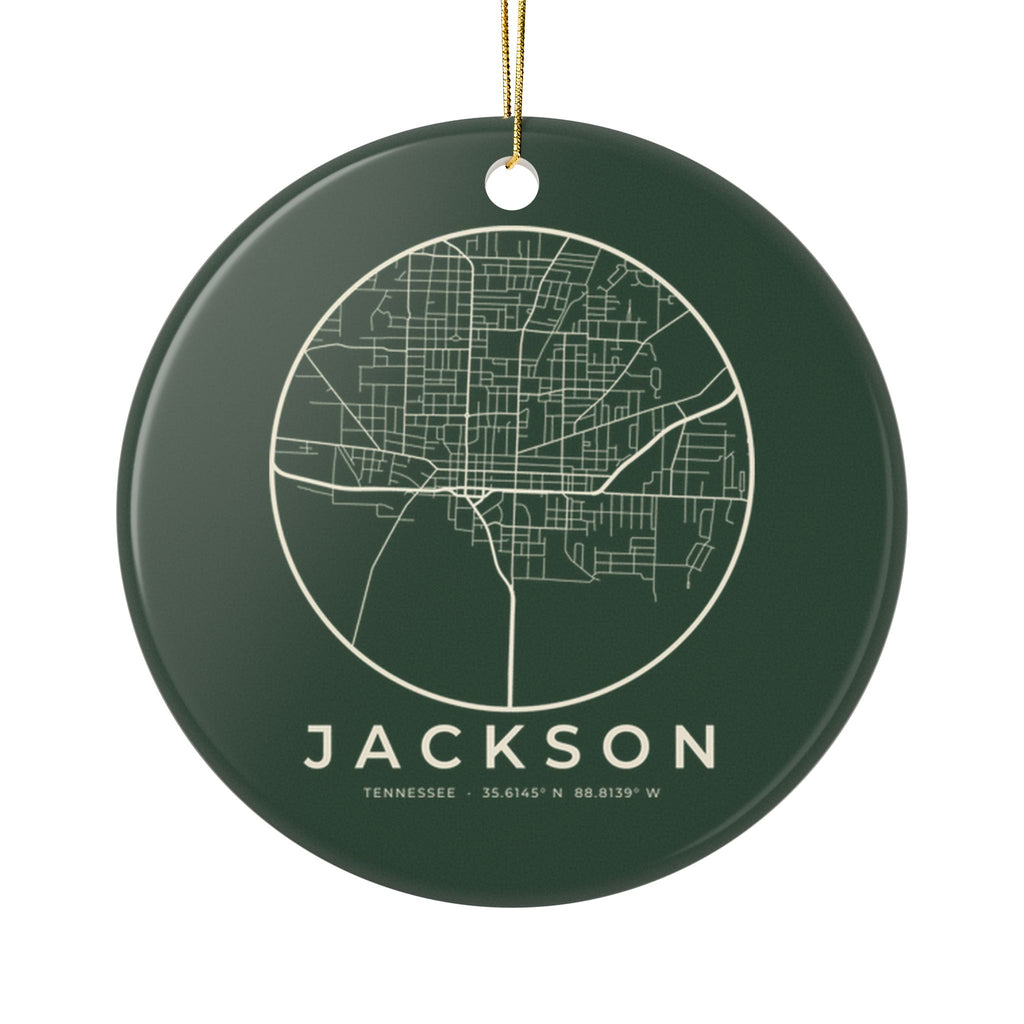 Jackson Street Map Ornament (Forest Green)