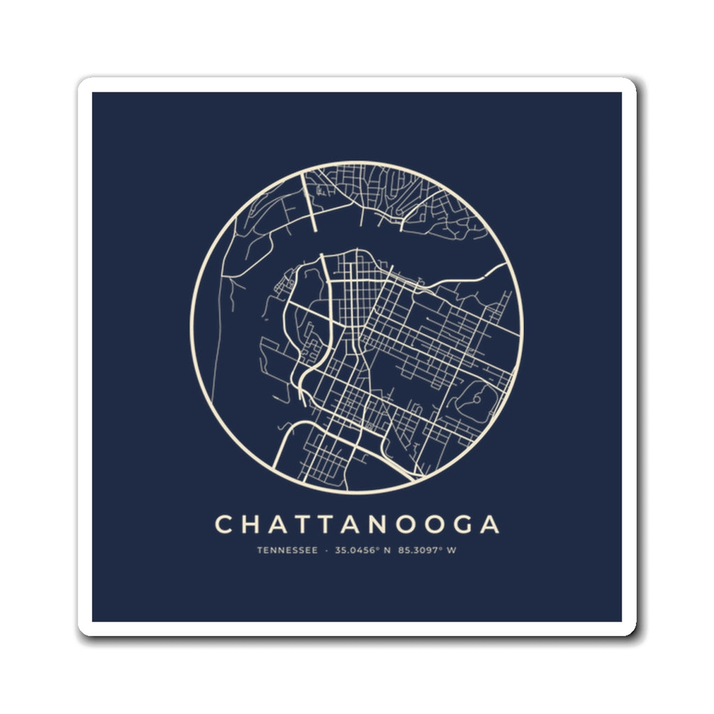 Chattanooga Street Map Magnet (Navy)
