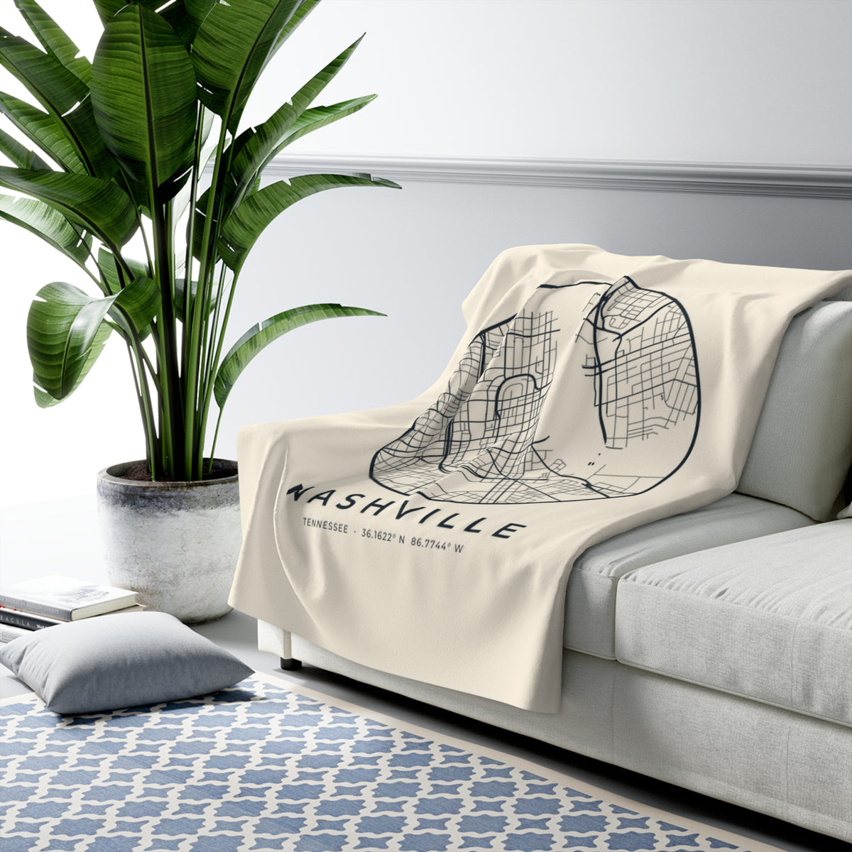 Nashville Street Map Sherpa Blanket