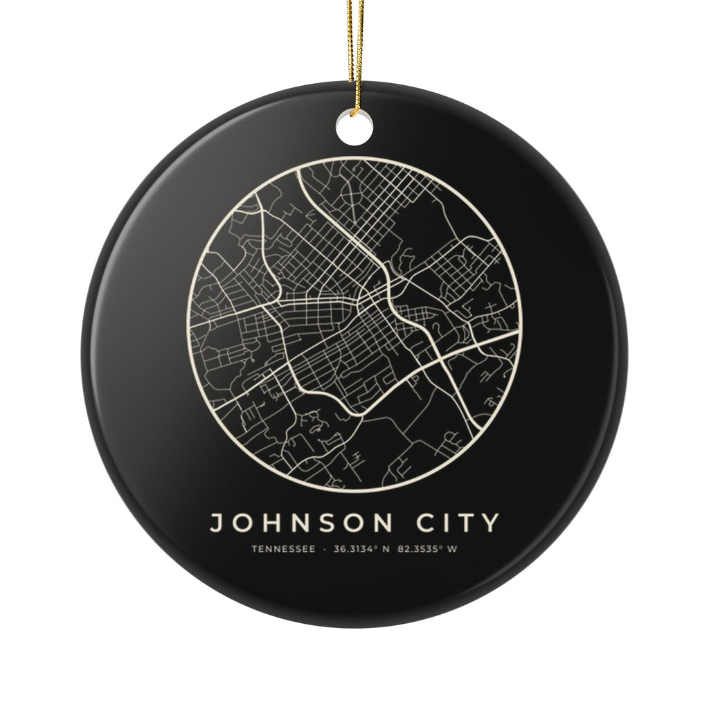 Johnson City Street Map Ornament (Black)