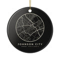 Johnson City Street Map Ornament (Black)