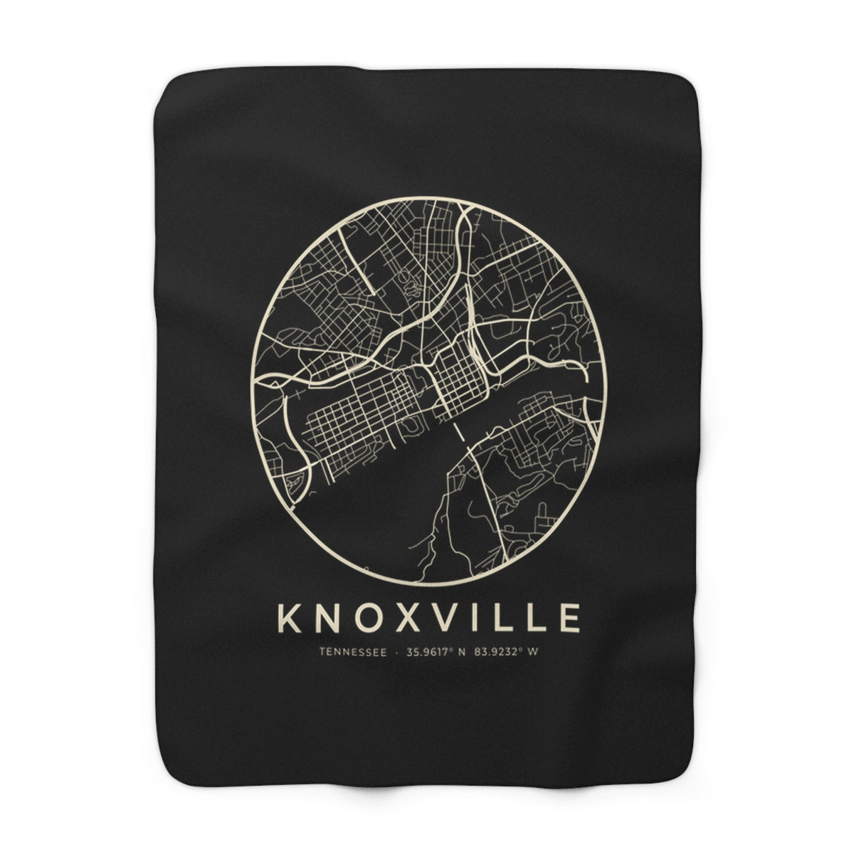 Knoxville Street Map Sherpa Blanket (Black)