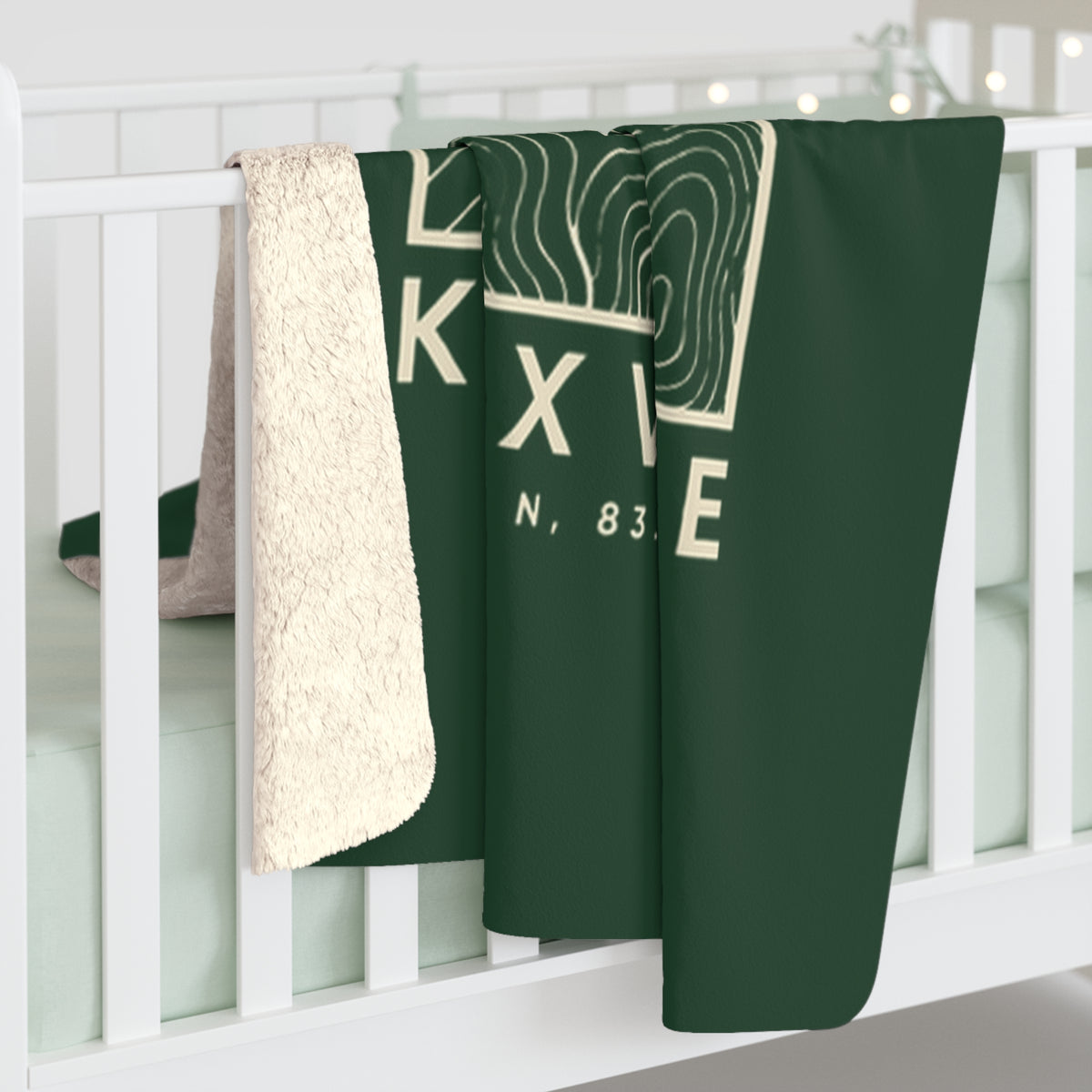Knoxville Topo Map Sherpa Blanket (Forest Green)