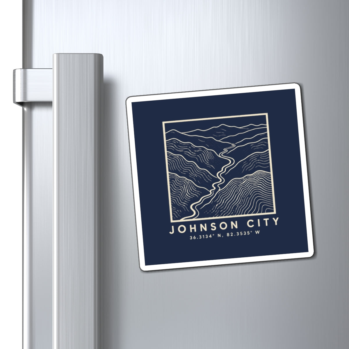 Johnson City Topo Map Magnet (Navy)