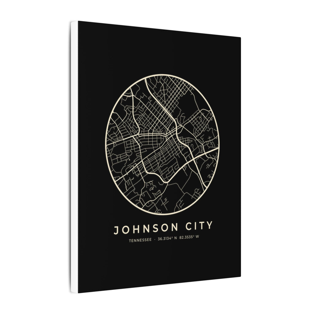 Johnson City Street Map Canvas Print (Black)