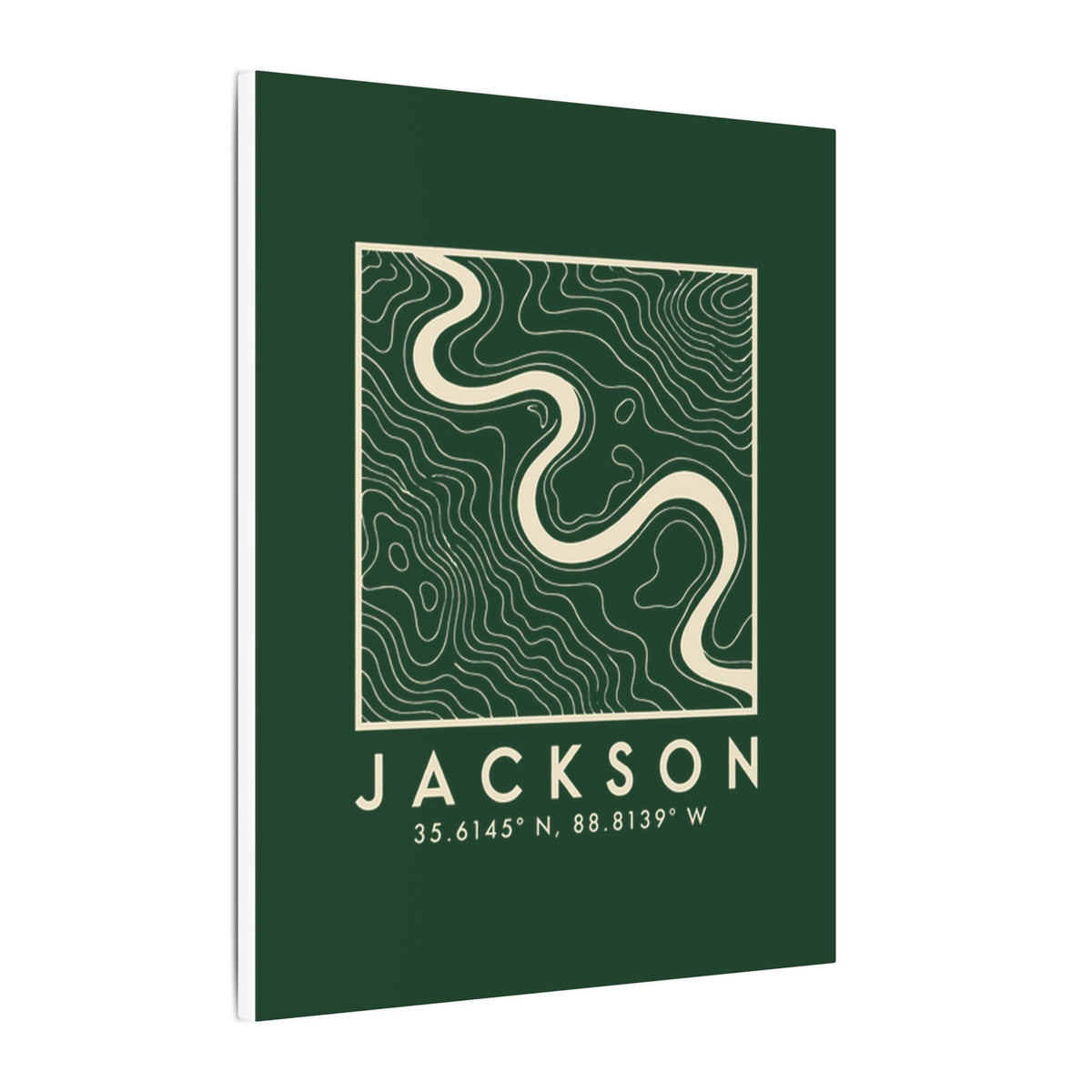 Jackson Topo Map Canvas Print (Forest Green)