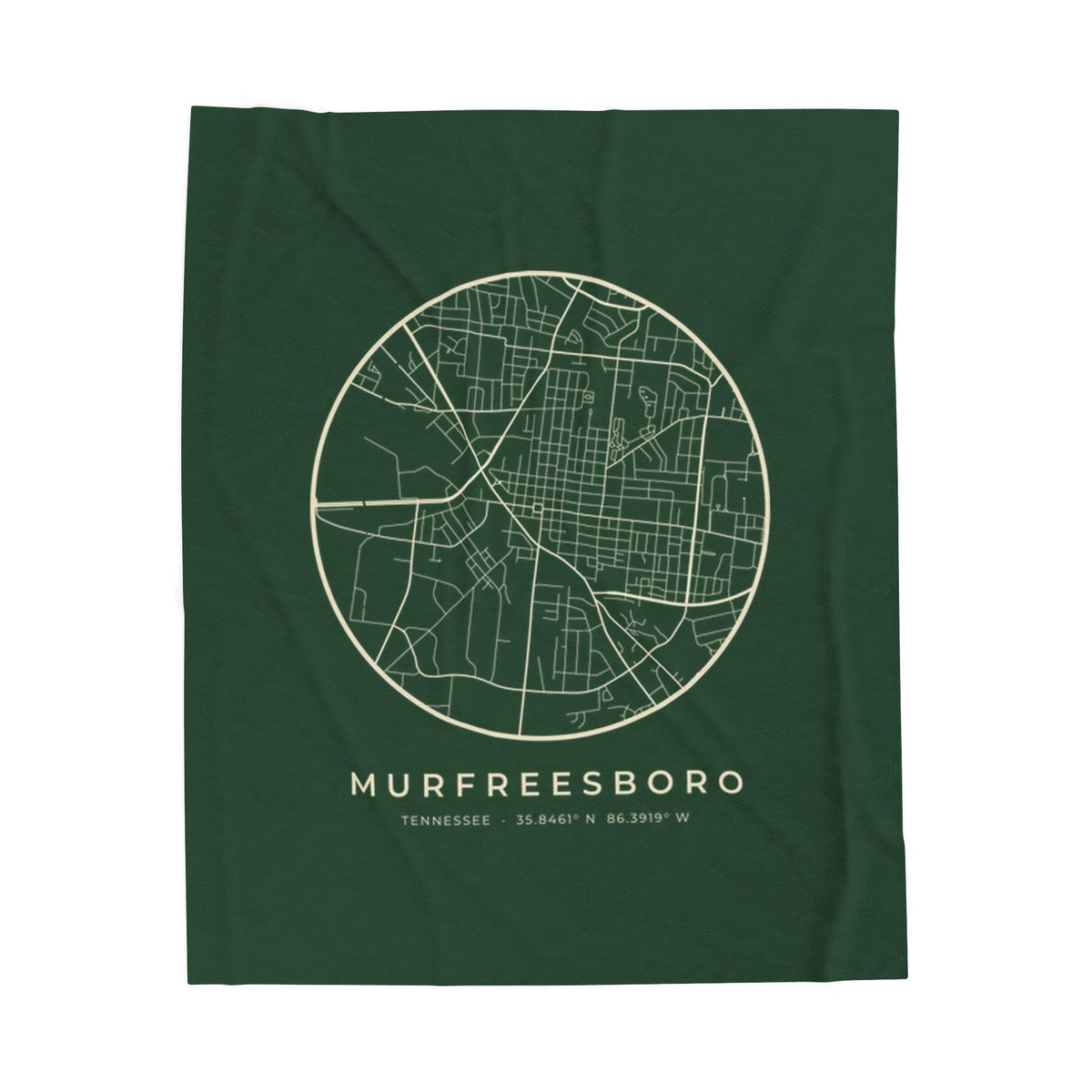 Murfreesboro Street Map Blanket (Forest Green)