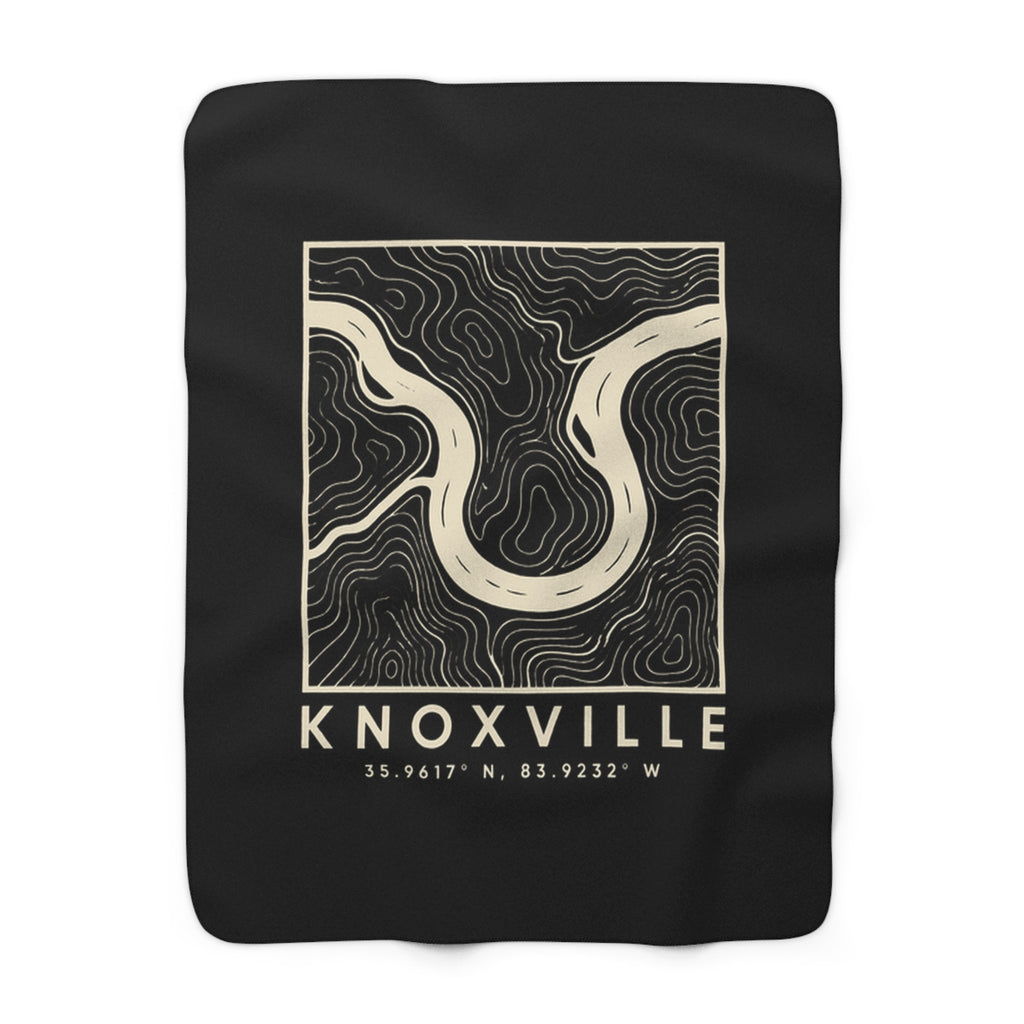 Knoxville Topo Map Sherpa Blanket (Black)