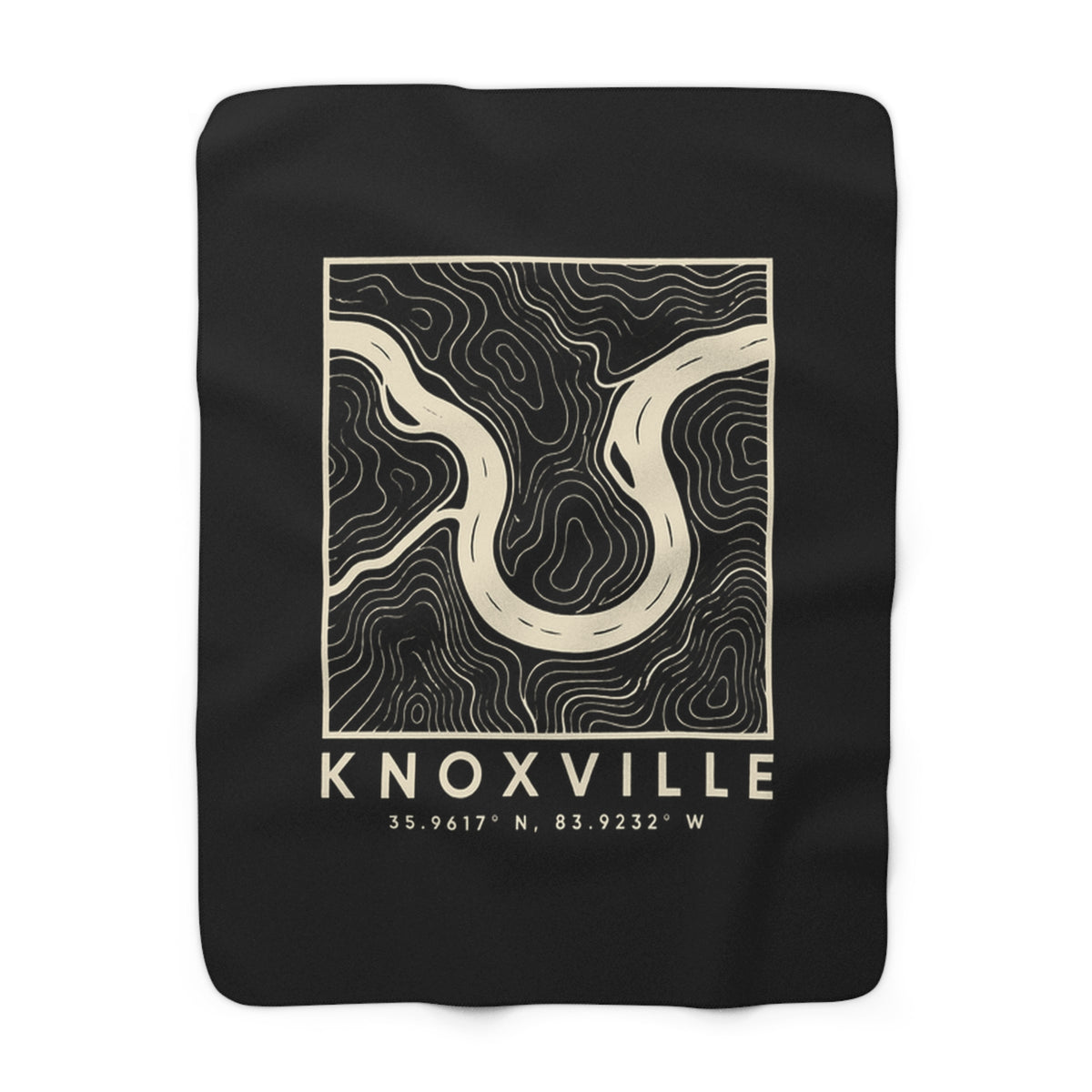 Knoxville Topo Map Sherpa Blanket (Black)