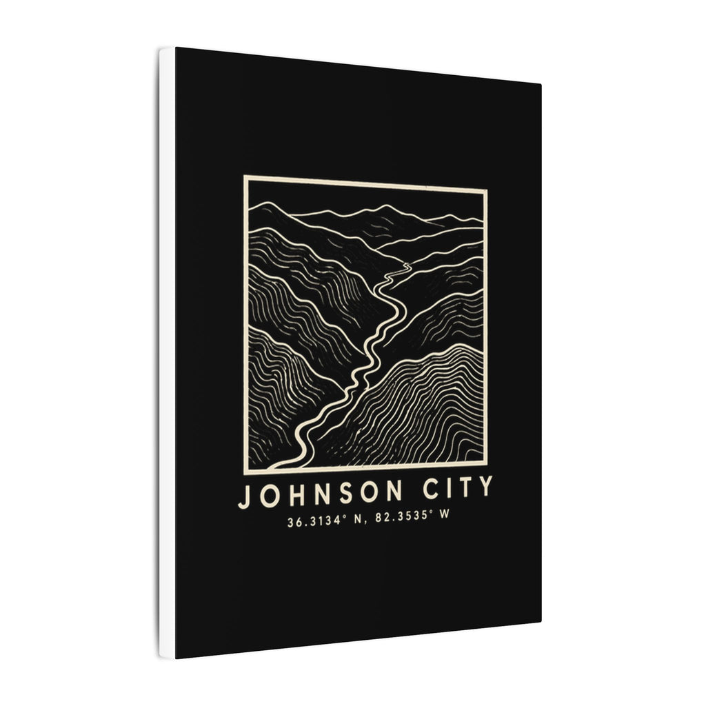 Johnson City Topo Map Canvas Print (Black)