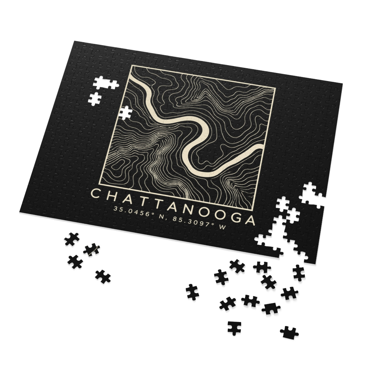 Chattanooga Topo Map Puzzle (Black)
